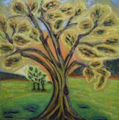 A Contemporary oil on canvas, an expressionistic study of a tree, unsigned or attributed,