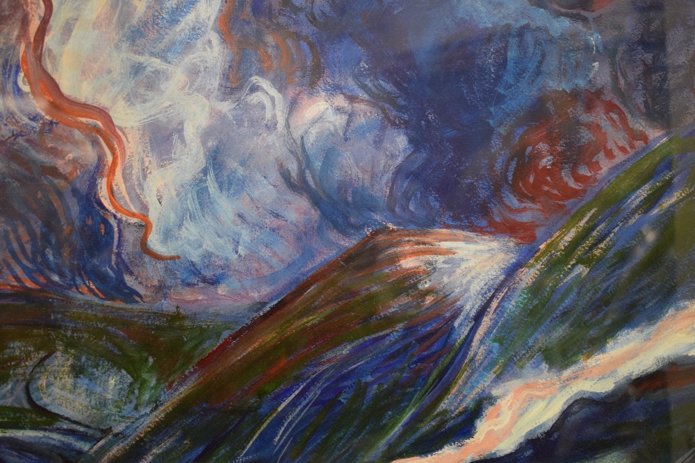Michael Downs (20th Century) Gouache 'Shepherd's Warning', an impressionistic study of a red morning - Image 3 of 8