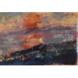 After Peter Downing (British b.1944) Lithograph 'Two Suns', an abstract study of a sunset, signed