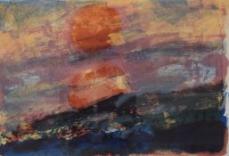 After Peter Downing (British b.1944) Lithograph 'Two Suns', an abstract study of a sunset, signed