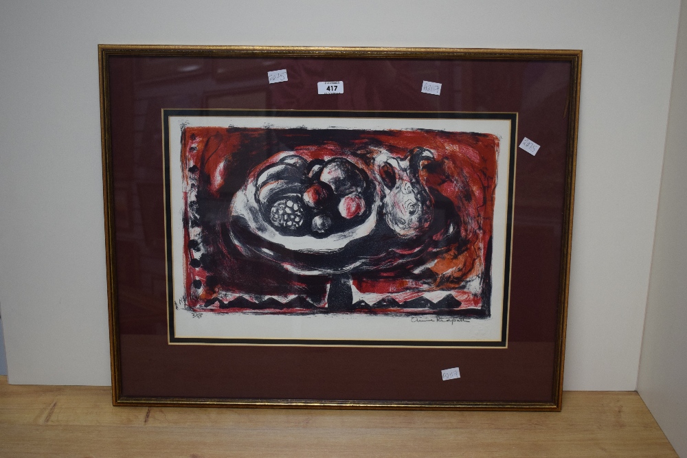 After Anne Redpath (Scottish 1895 - 1965) Lithograph, a still life study of a bowl of fruit with jug - Image 2 of 6