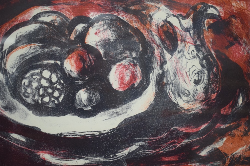 After Anne Redpath (Scottish 1895 - 1965) Lithograph, a still life study of a bowl of fruit with jug - Image 3 of 6