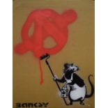 In the style of Banksy (British b.1974) limited edition graffiti stencil on cardboard 'Dismaland