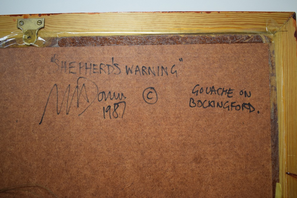 Michael Downs (20th Century) Gouache 'Shepherd's Warning', an impressionistic study of a red morning - Image 8 of 8
