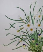 Isobel Bartholomew (British 20th Century) Watercolour, a spring floral study featuring pheasant