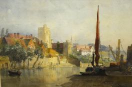 William Gershom Collingwood (1854-1932) Watercolour 'Maidstone', depicting the River Medway