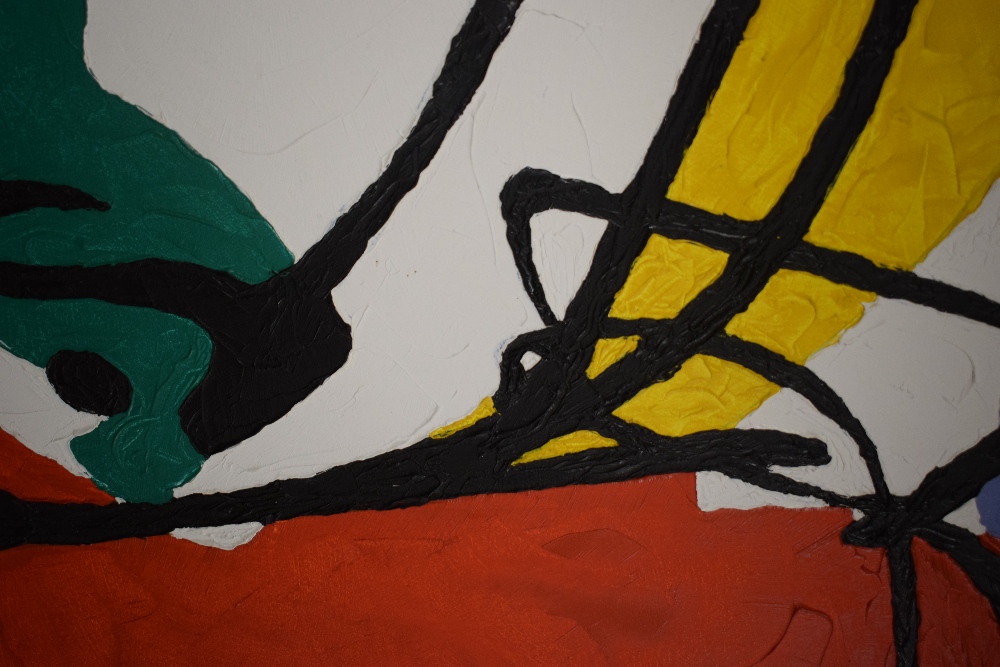 Jazamin Sincalir (Contemporary) A pair of oils on canvas, vibrant abstract line compositions, signed - Image 5 of 7