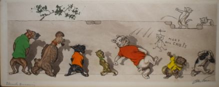 After Boris O'Klein (French 1893 - 1985) A pair of colourised etchings from the 'Dirty Dogs of