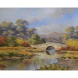 Allan Morgan (British Contemporary) Oil on canvas, an Autumnal pastoral river landscape with