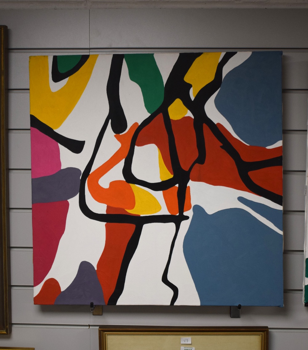 Jazamin Sincalir (Contemporary) A pair of oils on canvas, vibrant abstract line compositions, signed - Image 2 of 7