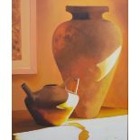 Angels Madrueno (UAE 20th Century) Oil on canvas 'Mollos', a still life study of a terracotta
