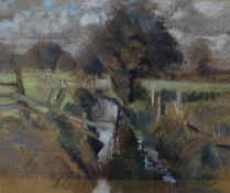 G Maddicks (Contemporary) Oil Pastel, a study of a field beck, signed and dated (2002) lower