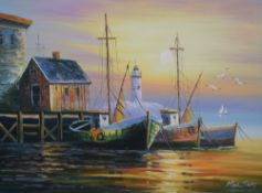 Max Savy (French 1918 - 2010) A pair of oils on canvas 'Amber Reflections' and 'Harbour Sunshine',