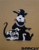 In the style of Banksy (British b.1974) limited edition graffiti stencil on cardboard 'Dismaland