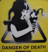 In the style of Banksy (British Contemporary) Mixed media 'Danger of Death' street sign, facsimile