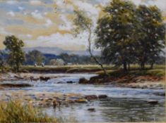 *Local Interest* Reginald Aspinwall (British 1858-1921) Watercolour, a pastoral river scene with