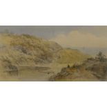 Cornelius Pearson (British 1805-1891) Watercolour, an estuary study with sitting figure,