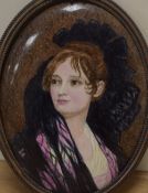 Lucien Boullemeir (British 1877?1949) pottery portrait miniature 'Dona Isabel de Porcel' after