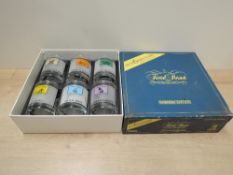 1983 Trivial Pursuits Set of Six Party Glasses, Horn Abbot International, in original box with