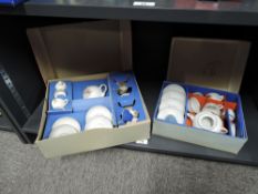 Two Children's China Tea Sets, both having 4 Cups and Saucers, Tea Pot, Sugar Bowl and Milk Jug,