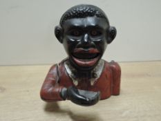 Little Joe Bank Cast Iron Money Bank having painted decoration, height 13.5cm