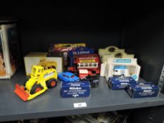 Mixed Die-casts, Dinky 976 Michigan 180-111 Tractor Dozer, damage to cab and steering wheel, box