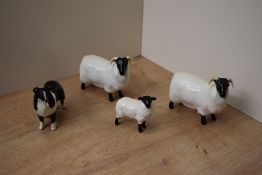 A group of four Beswick Pottery animal studies comprising Sheepdog (Small) model number 1854