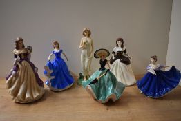 A Royal Doulton bone china Pretty Ladies series 'Elaine' HN 4718 sold together with five similar