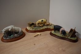 Three Border Fine Arts animal group studies comprising 'Upsetting The Apple Cart' model number A7935