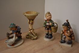 A group of three Goebel porcelain figures comprising 'Little Cellist' model number 89, 'Barnyard