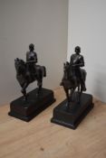 A pair of 20th century patinated metal studies depicting the equestrian statue of 'Bartolomeo
