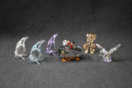 A group of six Swarovski Crystal animal studies comprising SCS annual edition 2003 'Tiger Cub