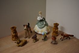 A Royal Doulton bone china figurine 'Soiree' HN 2312 sold together with a miscellaneous selection of