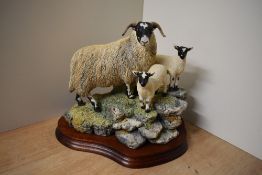 A limited edition Border Fine Arts animal group 'A Ewe and a Pair' model number B0238, designed by
