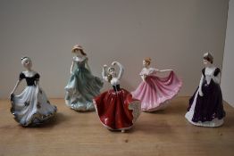 A group of three Royal Doulton bone china figurines comprising 'Best Wishes' HN 3972, Pretty