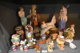 A miscellaneous selection of figures and studies to include Beswick Pottery 'Whitethroat' model