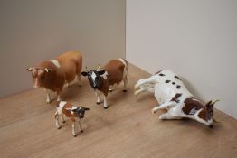 A group of four Beswick Pottery cattle studies comprising Guernsey Bull CH. 'Sabrina's Sir