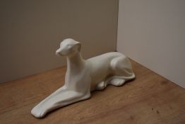 A Spode 'Velamour' Art Deco style resting greyhound study, model number 448, signed to underneath,