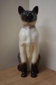 A large Beswick Pottery Siamese Cat (Seated, Head up) model number 2139 designed by Mr Garbet in
