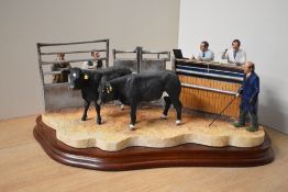 A limited edition Border Fine Arts figure group 'Under The Hammer Limousin Cross' model number