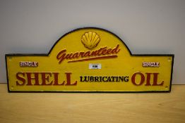 A cast Shell Lubricating Oil sign 50cm wide