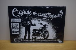 A Cityside of Countryside Bullit Motorcycle sign 60 x 42