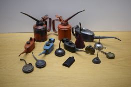 Fifteen vintage oilers of various design