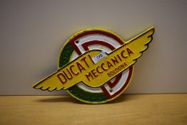 A painted wall plaque for Ducati Meccanica Bologna 33cm wide