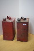 Two vintage fuel cans with brass caps