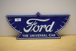 A painted cast sign for Ford the Universal Car 37.5cm wide