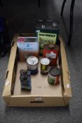 A selection of vintage oil and lubricant cans including Halford, Petronis, Edwards oils, Castrol and
