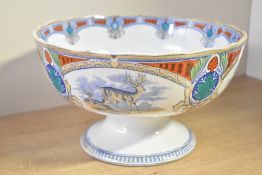 A large late 19th-century Clyde Pottery Company (C.P.Co) of Greenock, Scotland 'Stag' punch bowl,