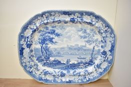 Of Lancastrian interest, a large early to mid 19th-century 'Antique Scenery: ' blue and white