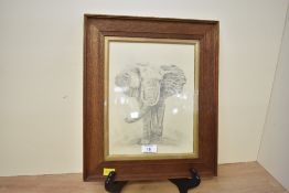 Unknown artist, a framed contemporary pencil sketch of an elephant, unsigned, 37cm x 32cm, condition